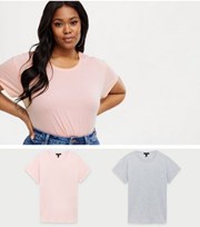 New Look Curves 2 Pack Light Grey and Pink Oversized T-Shirts